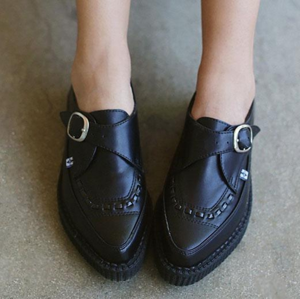 tuk Black Platform Creeper Shoe with Buckle - Picture 5 of 10